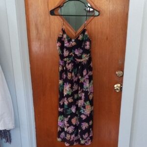 Lush Black Floral Midi Dress